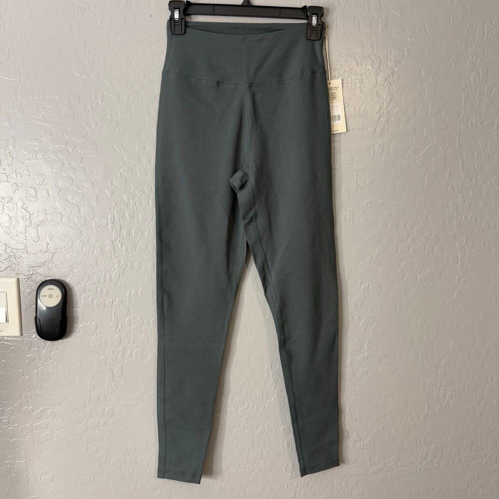 NWOT MATE the Label High-Waist Organic Cotton Leggings in Dark Teal/ Forest